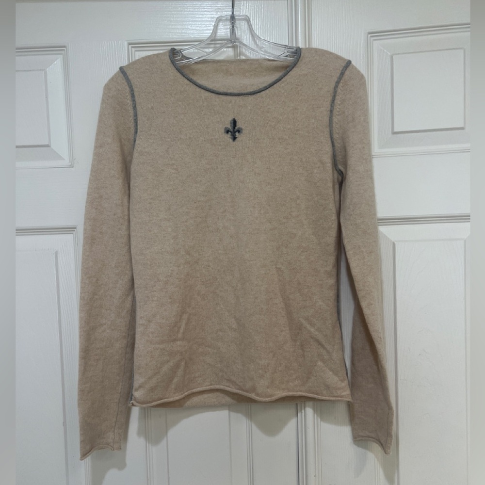 Sutton Cashmere Beige Color Cashmere Lightweight base layer sweater size‎ small